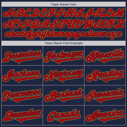 Custom Navy Red-Old Gold Authentic Two Tone Baseball Jersey