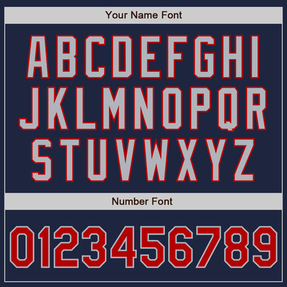 Custom Navy Red-Gray Authentic Two Tone Baseball Jersey