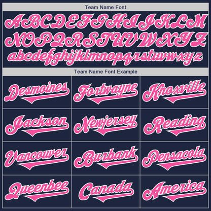 Custom Navy Pink-White Authentic Two Tone Baseball Jersey