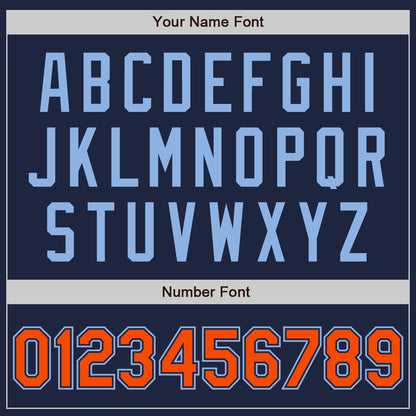 Custom Navy Orange-Light Blue Authentic Two Tone Baseball Jersey