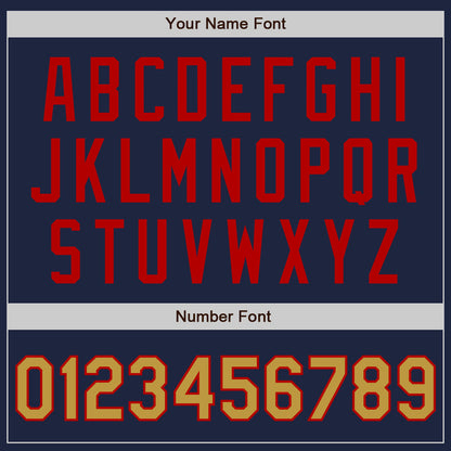 Custom Navy Old Gold-Red Authentic Two Tone Baseball Jersey