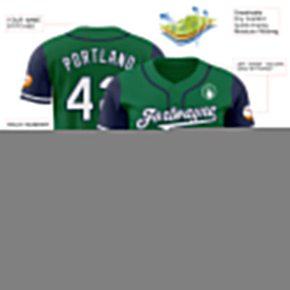 Custom Kelly Green White-Navy Authentic Two Tone Baseball Jersey