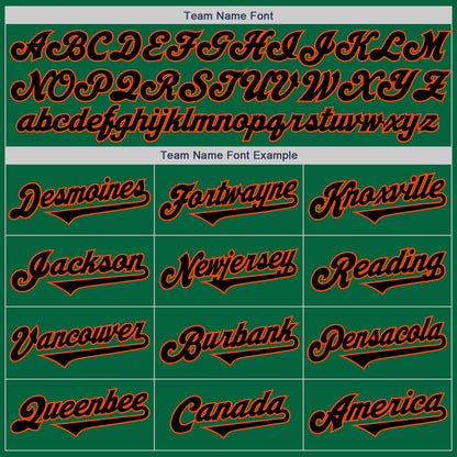 Custom Kelly Green Black-Orange Authentic Two Tone Baseball Jersey