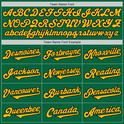 Custom Kelly Green Gold-Black Authentic Two Tone Baseball Jersey