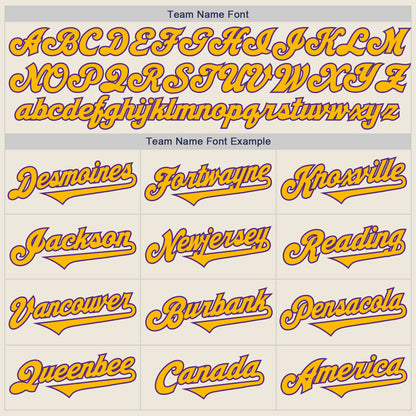 Custom Cream Gold-Purple Authentic Two Tone Baseball Jersey