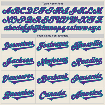 Custom Cream Purple-Teal Authentic Two Tone Baseball Jersey