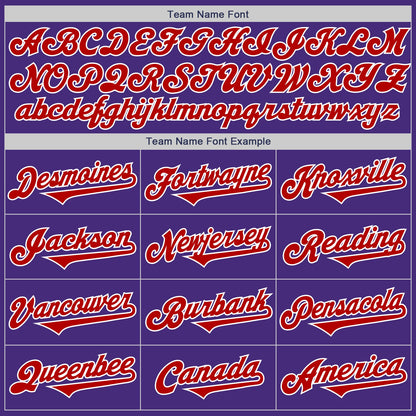Custom Purple Red-White Authentic Two Tone Baseball Jersey