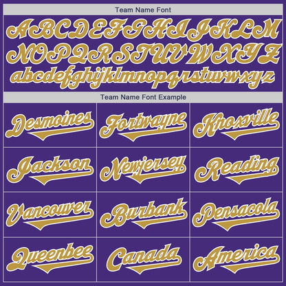 Custom Purple Old Gold-White Authentic Two Tone Baseball Jersey