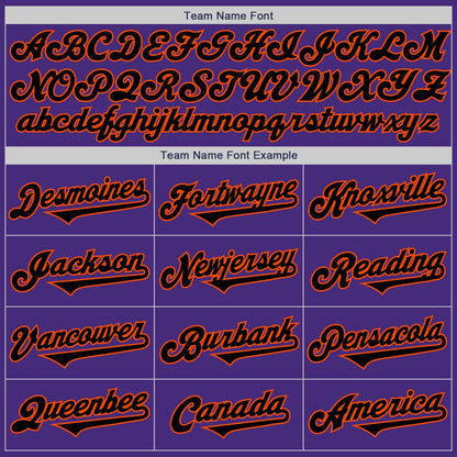 Custom Purple Black-Orange Authentic Two Tone Baseball Jersey