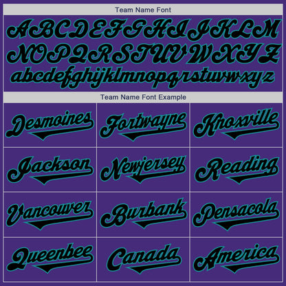 Custom Purple Black-Teal Authentic Two Tone Baseball Jersey