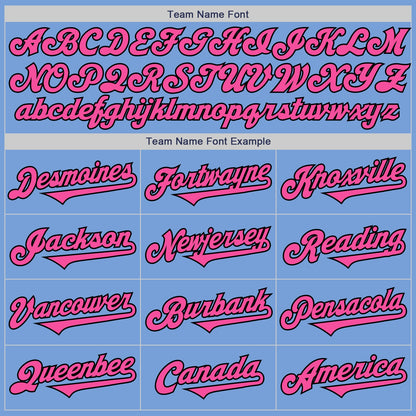 Custom Light Blue Pink-Black Authentic Two Tone Baseball Jersey