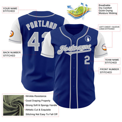 Custom Royal Gray-White Authentic Two Tone Baseball Jersey