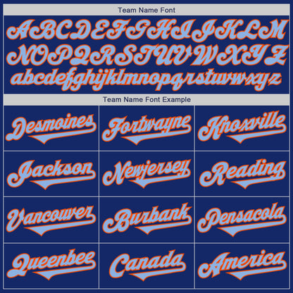 Custom Royal Light Blue-Orange Authentic Two Tone Baseball Jersey