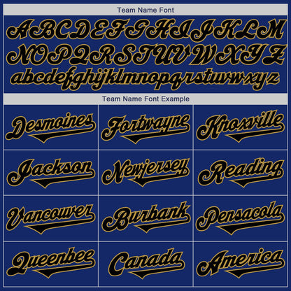 Custom Royal Black-Old Gold Authentic Two Tone Baseball Jersey