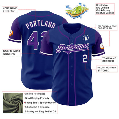 Custom Royal Purple-White Authentic Two Tone Baseball Jersey