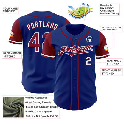 Custom Royal Crimson-White Authentic Two Tone Baseball Jersey