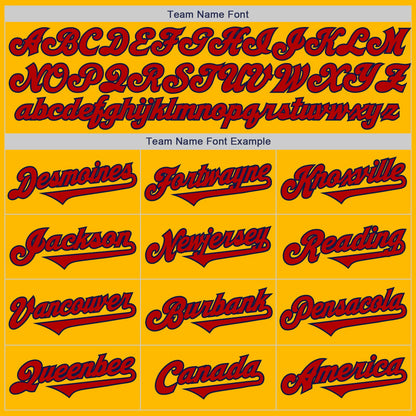 Custom Gold Red-Navy Authentic Two Tone Baseball Jersey