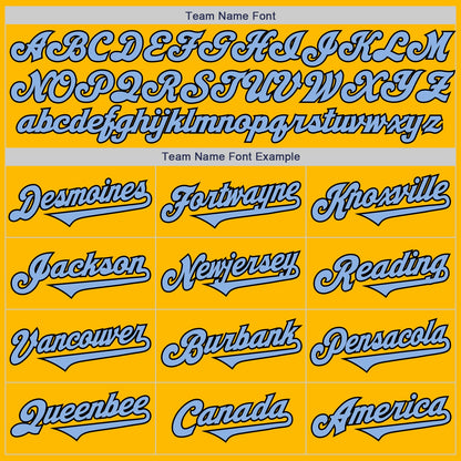 Custom Gold Light Blue-Black Authentic Two Tone Baseball Jersey