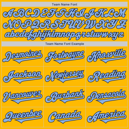 Custom Gold Light Blue-Navy Authentic Two Tone Baseball Jersey