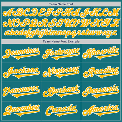 Custom Teal Gold-White Authentic Two Tone Baseball Jersey