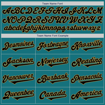 Custom Teal Black-Old Gold Authentic Two Tone Baseball Jersey
