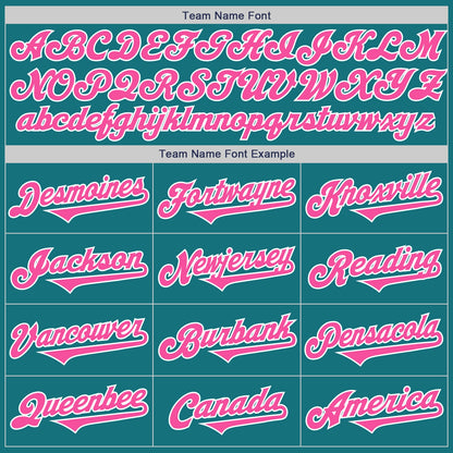 Custom Teal Pink-White Authentic Two Tone Baseball Jersey