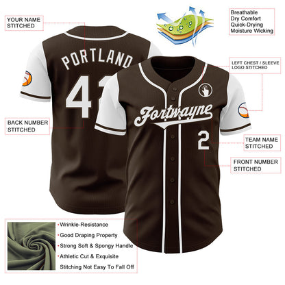 Custom Brown White Authentic Two Tone Baseball Jersey