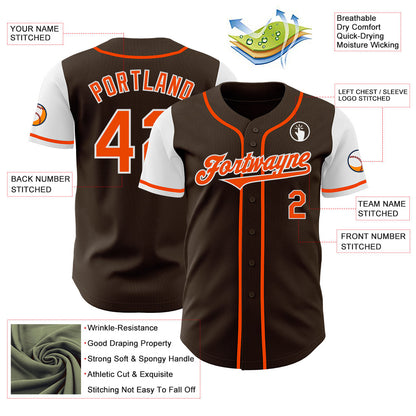 Custom Brown Orange-White Authentic Two Tone Baseball Jersey