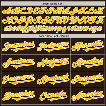 Custom Brown Gold-White Authentic Two Tone Baseball Jersey
