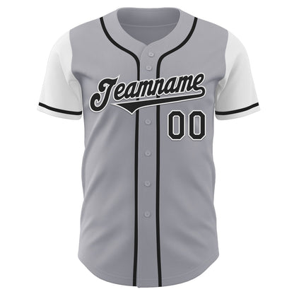 Custom Gray Black-White Authentic Two Tone Baseball Jersey