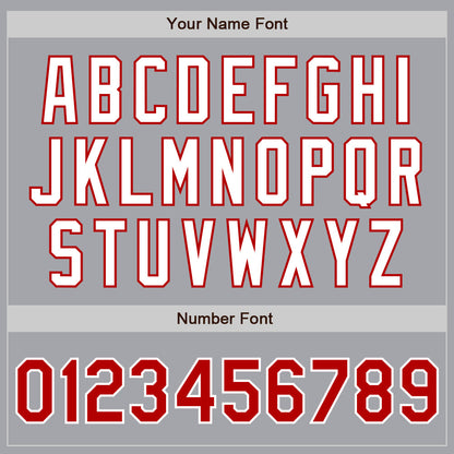 Custom Gray Red-White Authentic Two Tone Baseball Jersey