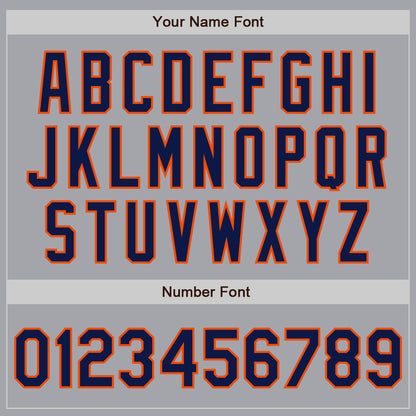 Custom Gray Navy-Orange Authentic Two Tone Baseball Jersey