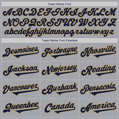 Custom Gray Navy-Old Gold Authentic Two Tone Baseball Jersey