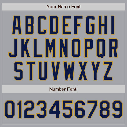 Custom Gray Navy-Old Gold Authentic Two Tone Baseball Jersey