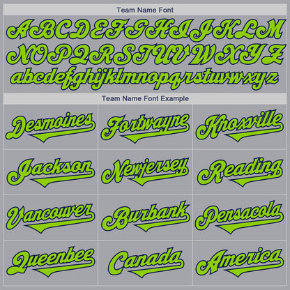 Custom Gray Neon Green-Navy Authentic Two Tone Baseball Jersey