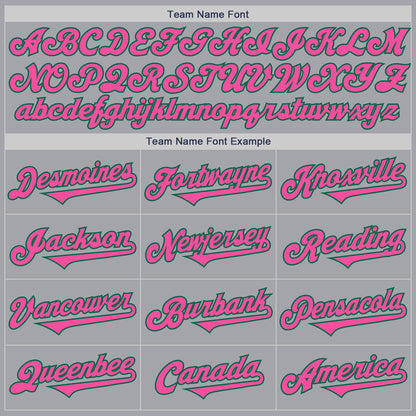 Custom Gray Pink-Kelly Green Authentic Two Tone Baseball Jersey