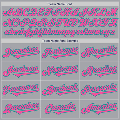Custom Gray Pink-Teal Authentic Two Tone Baseball Jersey