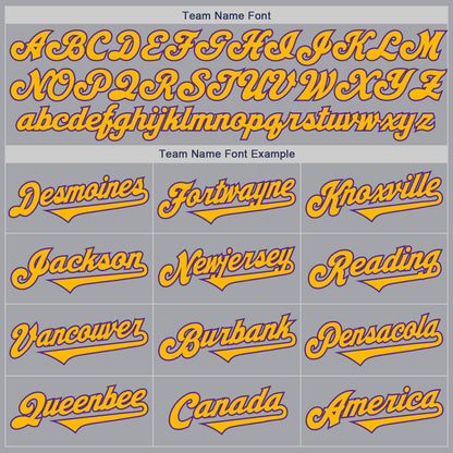 Custom Gray Gold-Purple Authentic Two Tone Baseball Jersey