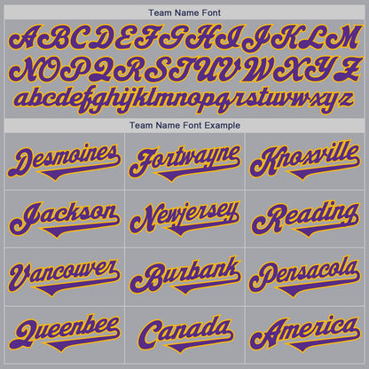 Custom Gray Purple-Gold Authentic Two Tone Baseball Jersey