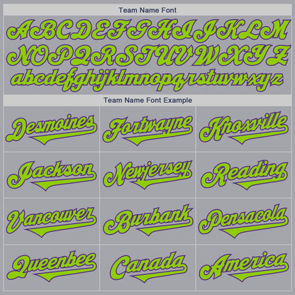 Custom Gray Neon Green-Purple Authentic Two Tone Baseball Jersey
