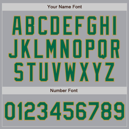 Custom Gray Kelly Green-Old Gold Authentic Two Tone Baseball Jersey