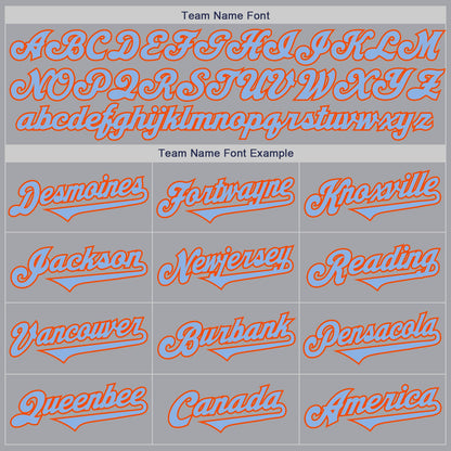Custom Gray Light Blue-Orange Authentic Two Tone Baseball Jersey