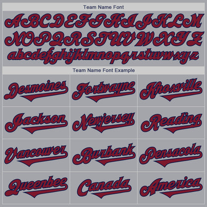 Custom Gray Crimson-Navy Authentic Two Tone Baseball Jersey