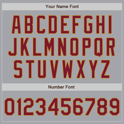 Custom Gray Crimson-Old Gold Authentic Two Tone Baseball Jersey