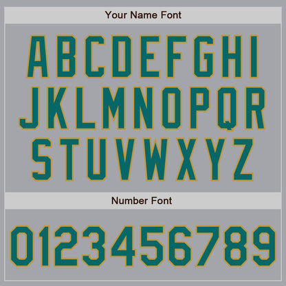 Custom Gray Teal-Old Gold Authentic Two Tone Baseball Jersey