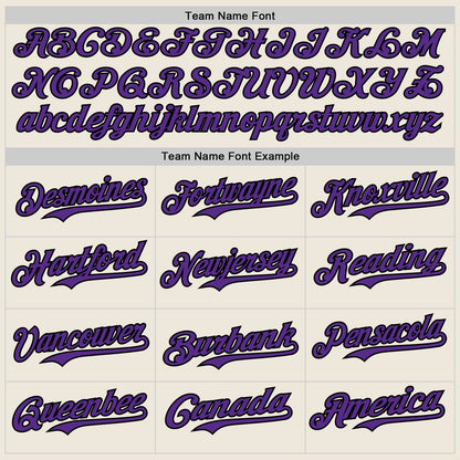 Custom Cream Black Pinstripe Purple Authentic Two Tone Baseball Jersey
