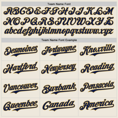 Custom Cream Navy Pinstripe Old Gold Authentic Two Tone Baseball Jersey
