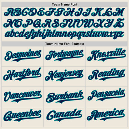 Custom Cream Navy Pinstripe Teal Authentic Two Tone Baseball Jersey