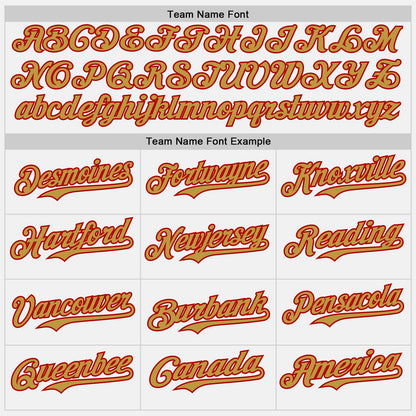 Custom White Old Gold Pinstripe Red Authentic Two Tone Baseball Jersey