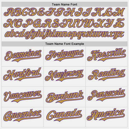 Custom White Old Gold Pinstripe Purple Authentic Two Tone Baseball Jersey